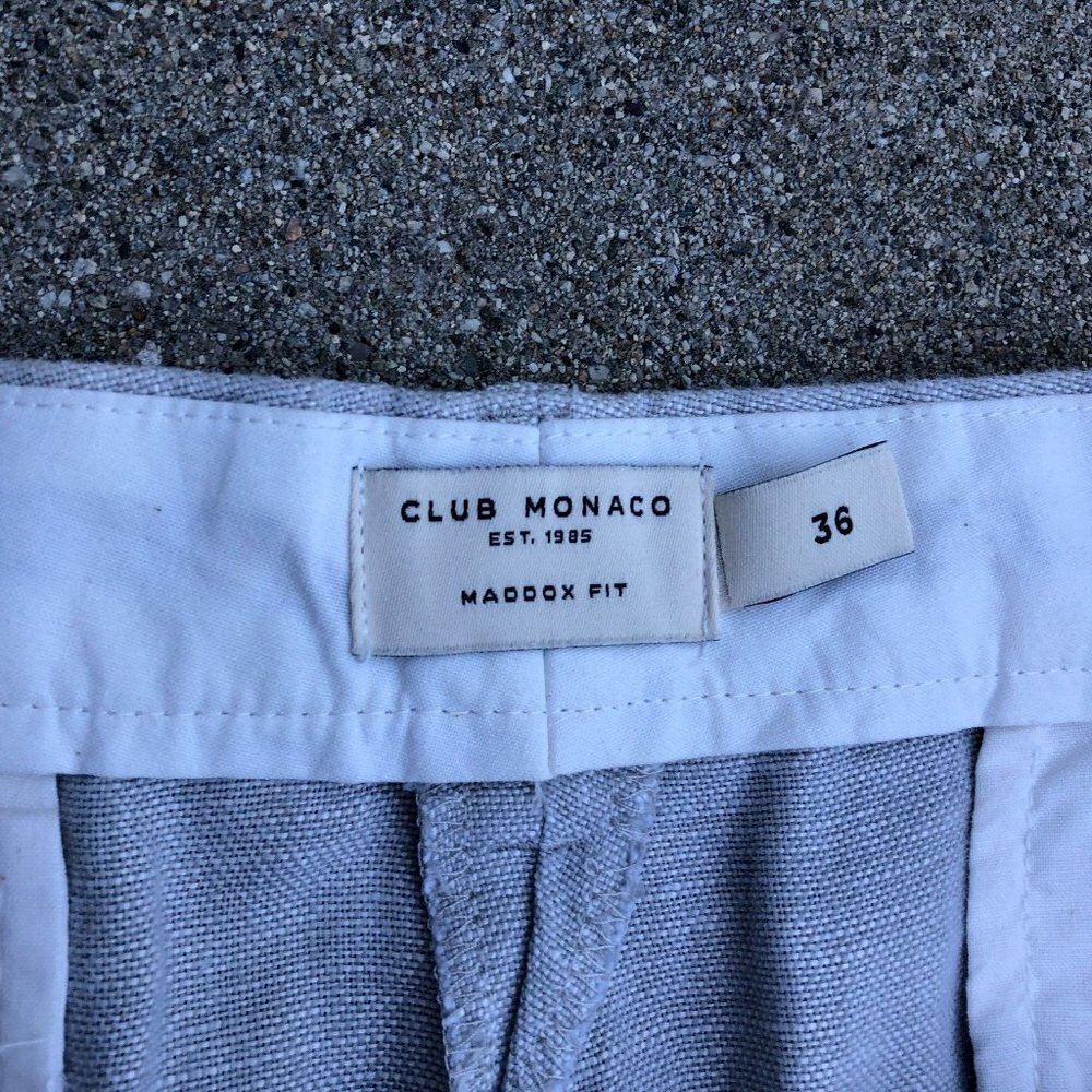 CLUB MONACO Maddox Fit Shorts 36 100% Linen Men's Chino Bottoms Beige​​​​​ - Picture 2 of 7